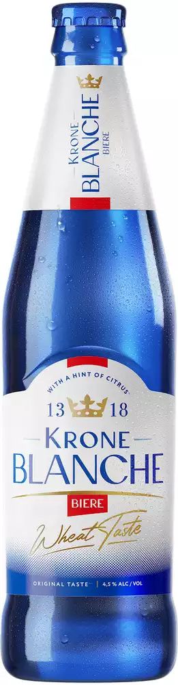 Пивной напиток КРОН БЛАНШ Бир светлый пастер 4.5% ст/б 0.45л