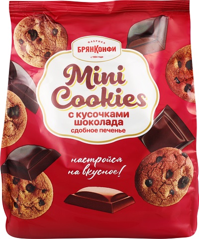 Печенье БРЯНКОНФИ Мини кукис с кусочками шоколада 200г