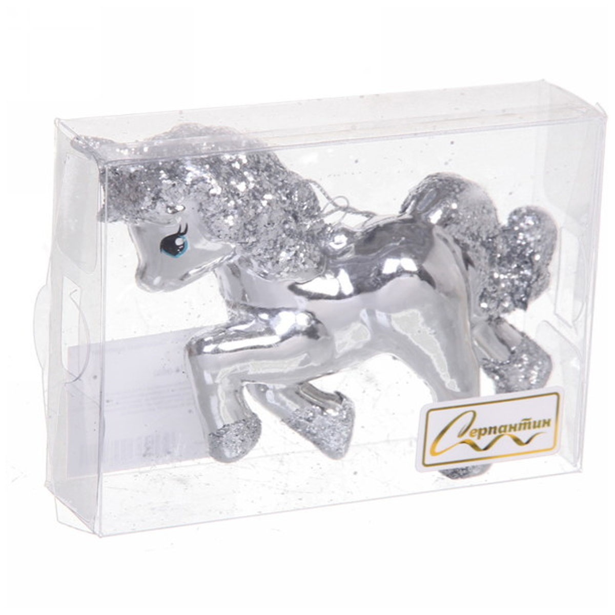 Елочная игрушка СЕРПАНТИН Сказочный единорог серебро