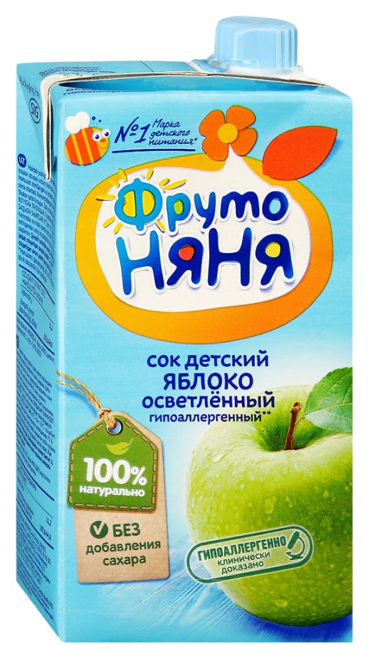 Сок ФРУТОНЯНЯ яблоко осветленный без сахара 0.5л