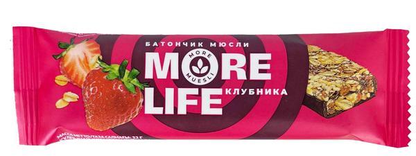 Батончик мюсли МОРЕ ЛАЙФ клубника с глазурью 32г
