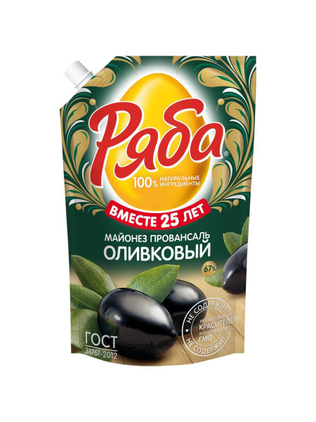 Майонез РЯБА Оливковый провансаль д/пак 350г