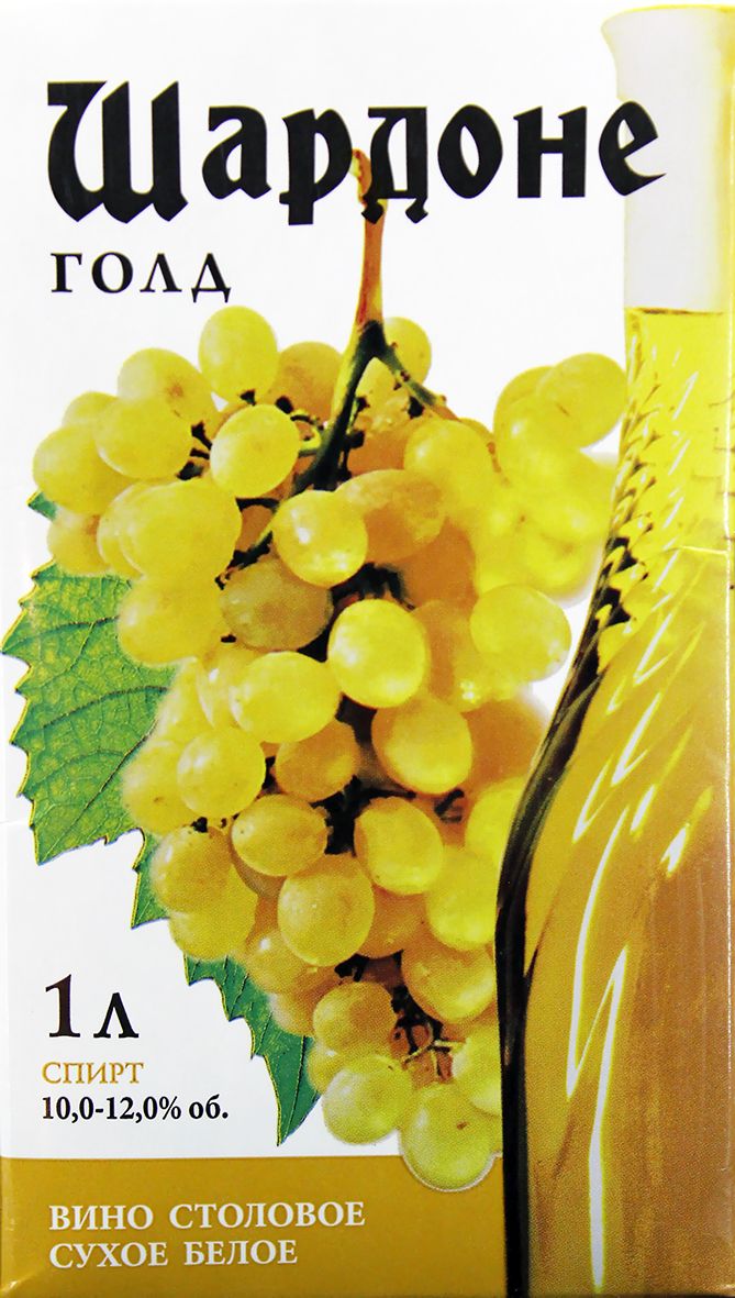 Вино БАХУС Шардоне белое сух 10-12% т/пак 1л