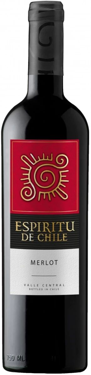 Вино ЕСПИРИТУ ДЕ ЧИЛИ Мерло красное п/сух 12.5% ст/б 0.75л