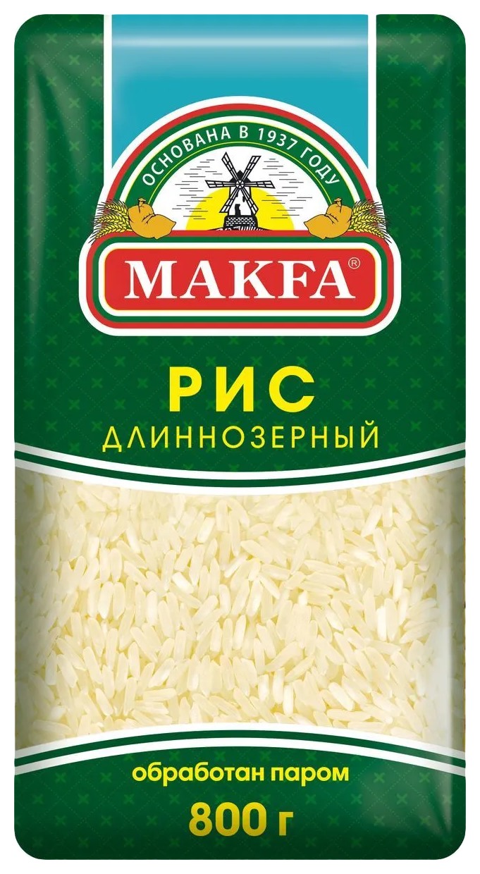 Рис МАКФА длиннозерный пропаренный м/у 800г