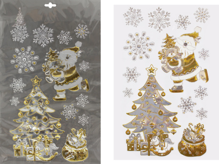 Наклейки витражные ТАМ-ТАМ Новогоднее настроение золото и серебро 29*41см арт.JZ060419-1