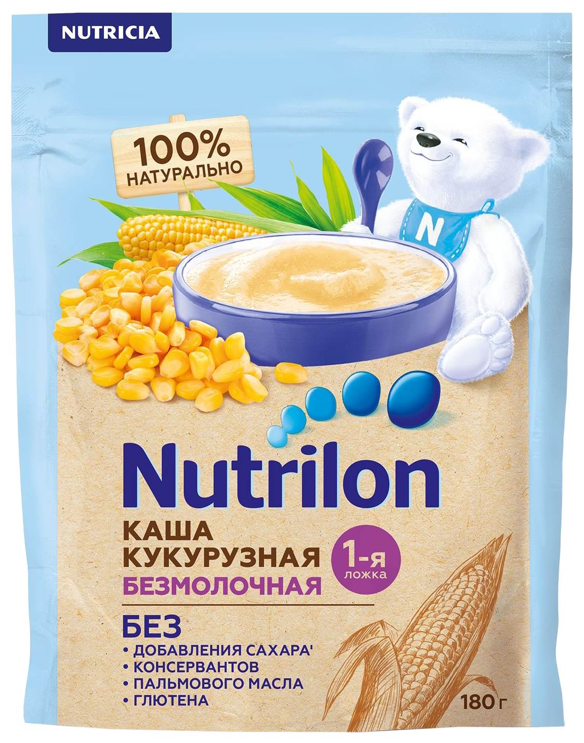 Каша НУТРИЛОН кукурузная безмолочная м/у 180г