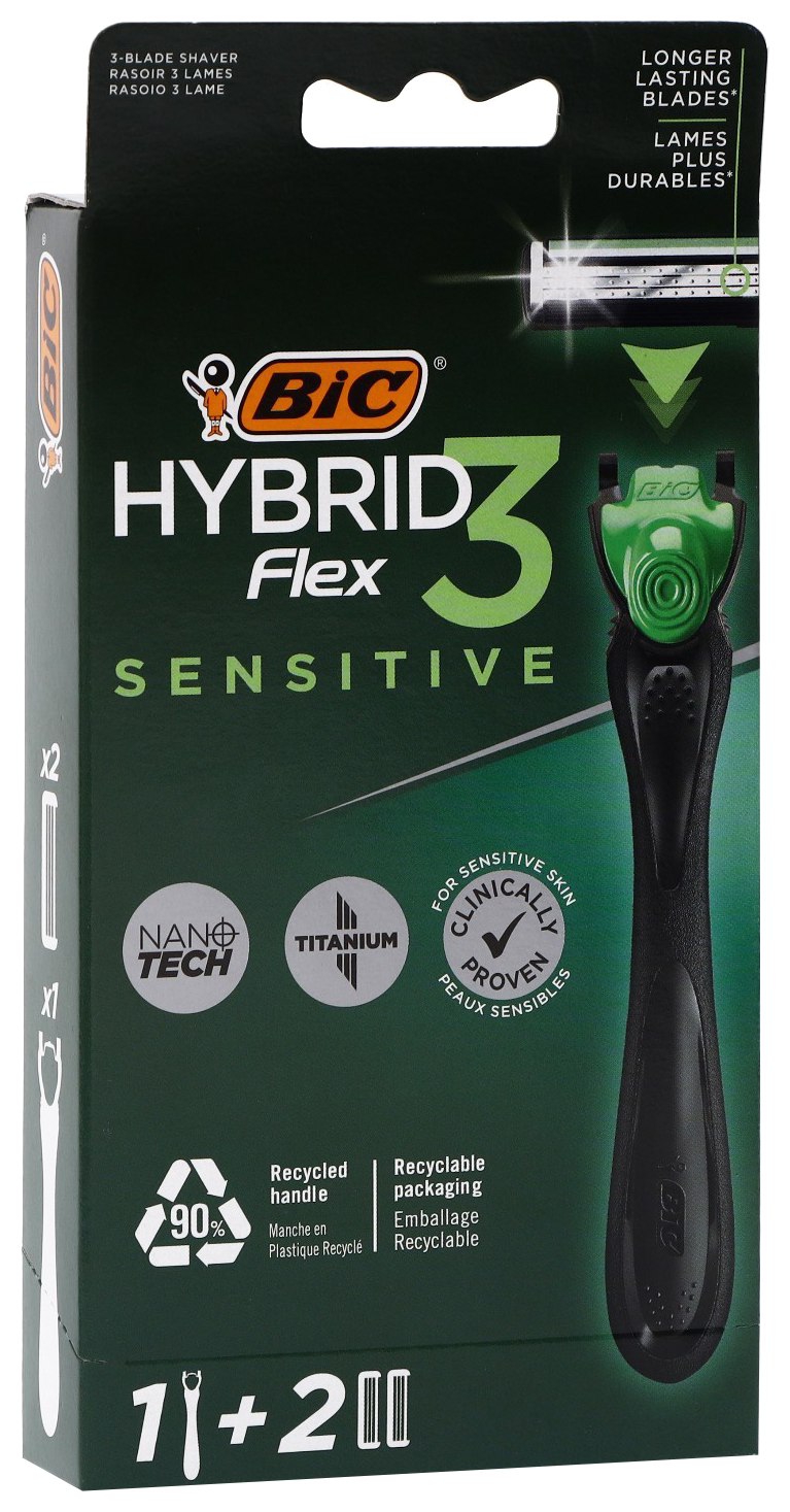 Станок для бритья БИК Гибрид 3 флекс сенситив с 2 кассетами