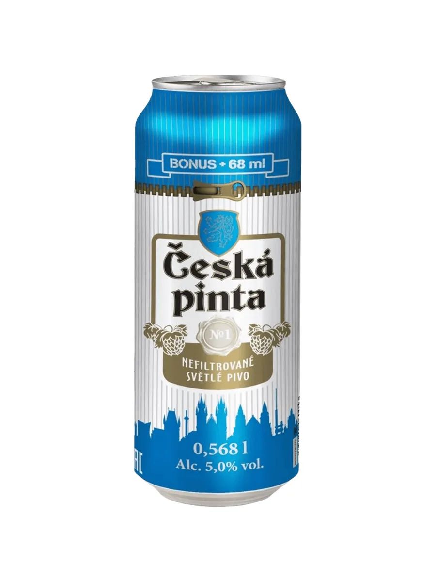 Пиво ЧЕШСКА Пинта светлое нефильтрованное 5% ж/б 0.568л