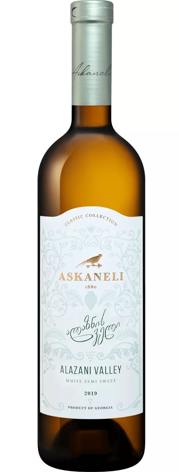 Вино АСКАНЕЛИ Алазанская долина белое п/сл 11-12% ст/б 0.75л