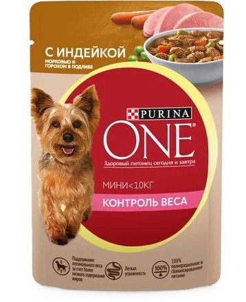 Корм для собак ПУРИНА ВАН Мини с индейкой морковью и горохом 85г