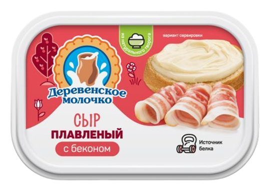 Сыр плавленый ДЕРЕВЕНСКОЕ МОЛОЧКО с беконом бзмж 35% 180г