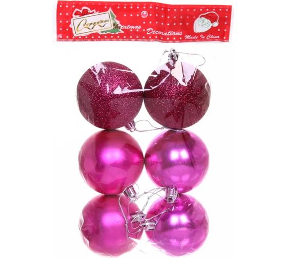 Набор шаров СЕРПАНТИН Микс фактур 6см розовый 6шт