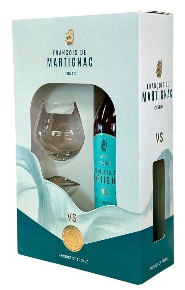 Коньяк ФРАНСУА ДЕ МАРТИНЬЯК 40% ПК 0.7л+бокал