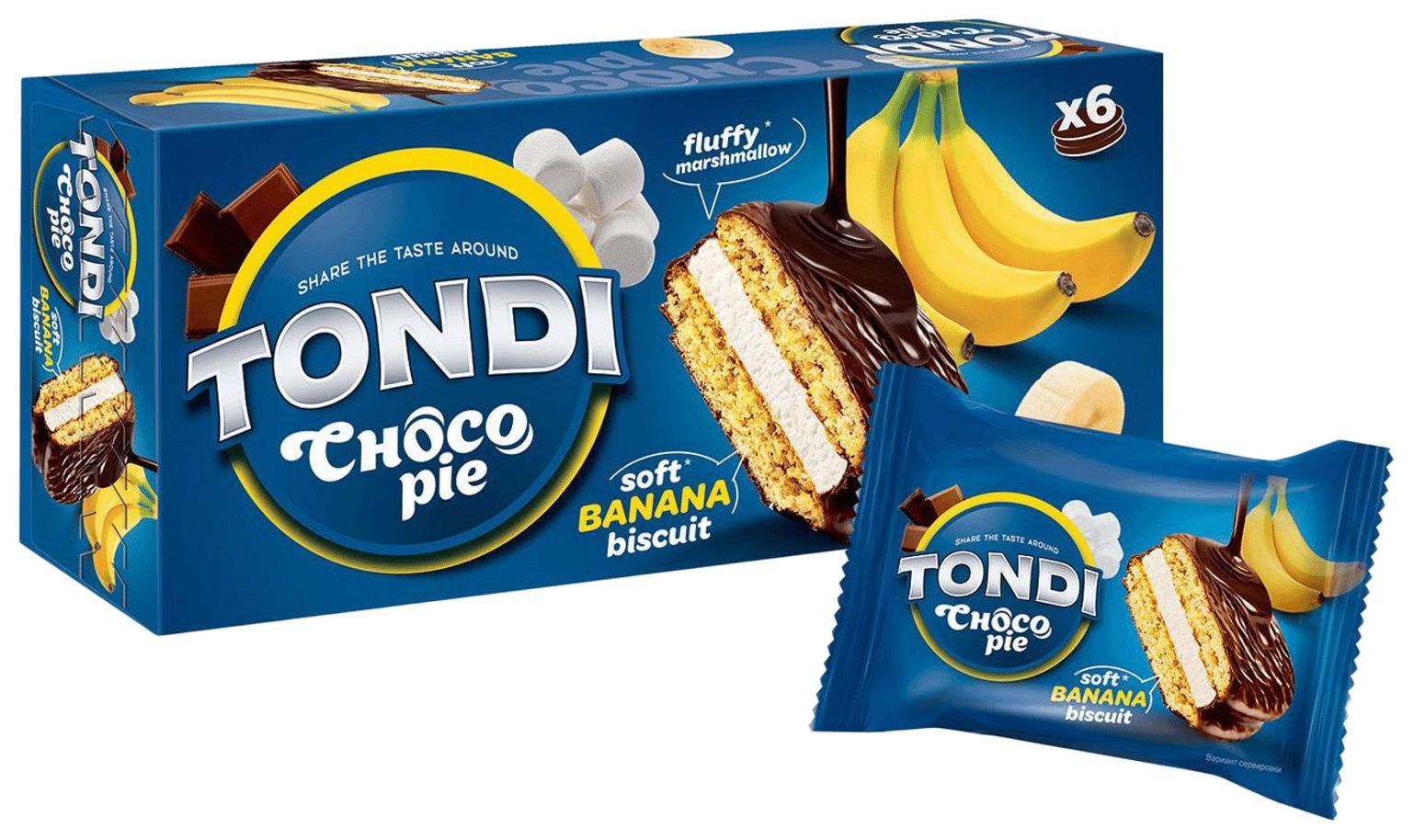 Печенье ТОНДИ Чоко-пай Банан 6шт 180г