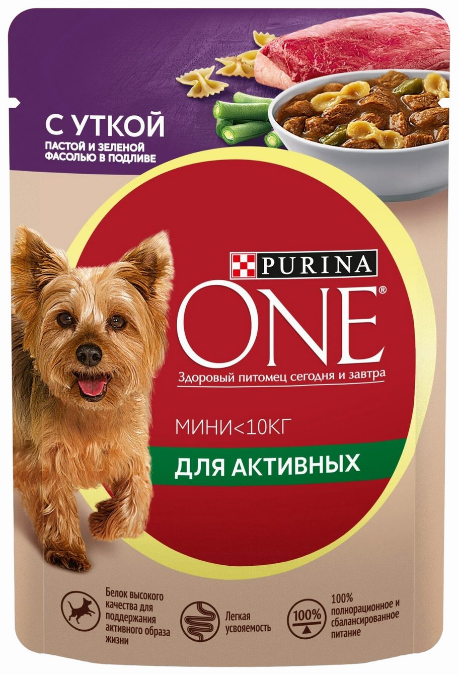 Корм для собак ПУРИНА ВАН Мини с уткой пастой и зеленой фасолью для активных собак 85г