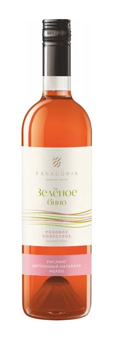 Вино ФАНАГОРИЯ Зеленое Вино Рислинг-Цитронный Магарача Мерло розовое п/сух 10% ст/б 0.75л