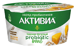 Биопродукт АКТИВИА творожно-йогуртный манго микс семян бзмж 3.5% 135г