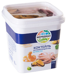 Коктейль МЕРИДИАН из морепродуктов в масле 270г