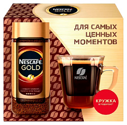 Кофе НЕСКАФЕ Голд растворимый ст/б 95г+кружка