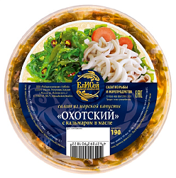 Салат из морской капусты ЕЛИСЕЙ Охотский с кальмаром в масле 190г