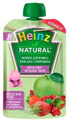 Пюре ХАЙНЦ яблоко клубника красная смородина м/у 90г
