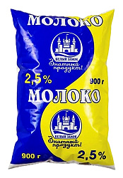 Молоко БЕЛЫЙ ЗАМОК Российское бзмж 2.5% т/пак 900г