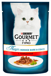 Корм для кошек ГУРМЭ Перл мини-филе с говядиной 85г