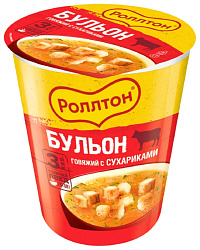 Бульон РОЛЛТОН говяжий с сухариками стакан 30г