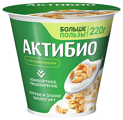 Биойогурт АКТИБИО отруби злаки бзмж 2.9% 220г