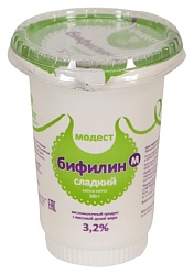 Молоко МОДЕСТ Детское Бифилин-М сладкий бзмж 3.2% стакан 380мл
