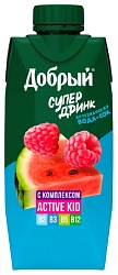 Напиток ДОБРЫЙ Актив кид яблоко арбуз малина 0.33л