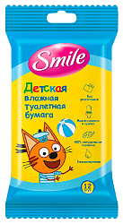 Влажная туалетная бумага СМАЙЛ Три кота для детей 12шт