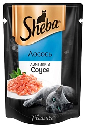 Корм для кошек ШЕБА Плежер ломтики в соусе лосось 85г