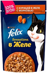 Корм для кошек ФЕЛИКС Сенсейшен с курицей с морковью в желе 85г