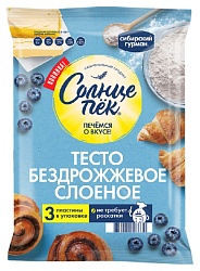 Тесто СОЛНЦЕПЕК слоеное бездрожжевое 555г