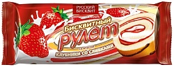 Рулет РУССКИЙ БИСКВИТ Клубника со сливками 175г