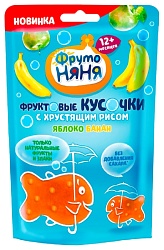 Фруктовые кусочки ФРУТОНЯНЯ яблоко банан с хрустящим рисом м/у 12г