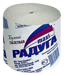 Туалетная бумага РАДУГА без втулки 1сл 1рул