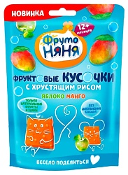Фруктовые кусочки ФРУТОНЯНЯ яблоко манго с хрустящим рисом м/у 42г