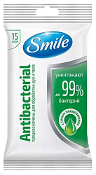 Влажные салфетки СМАЙЛ антибактериальные в ассортименте 15шт