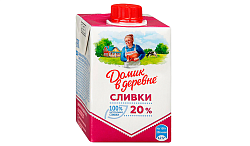 Сливки ДОМИК В ДЕРЕВНЕ стерилизованные бзмж 20% 200г