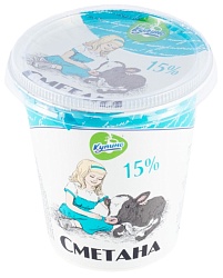 Сметана КУПИНО бзмж 15% стакан 350г