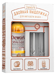 Виски ДЮАРС Белая этикетка 40% ПК 0.7л+стакан