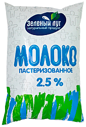 Молоко ЗЕЛЕНЫЙ ЛУГ пастер бзмж 2.5% пэт 900г