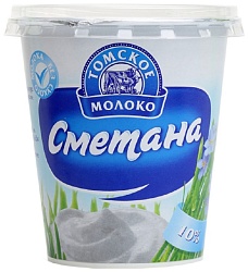 Сметана ТОМСКОЕ МОЛОКО бзмж 10% стакан 350г