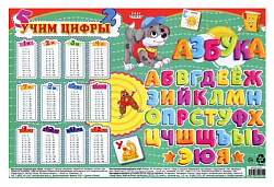 Настольное покрытие для лепки ПРОФПРЕСС Алфавит и таблица умножения А4 арт.НПД-9259