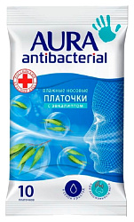 Влажные носовые платочки АУРА Антибактериал с эвкалиптом 10шт
