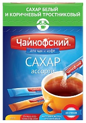 Сахар ЧАЙКОФСКИЙ Ассорти порционный в стиках карт/уп 60*5г
