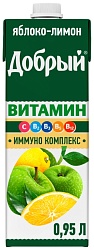 Напиток сокосодержащий ДОБРЫЙ яблоко лимон 0.95л